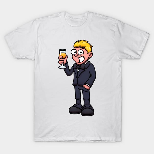 Cool Handsome Man In Suit Drinking Champagne T-Shirt by TheMaskedTooner